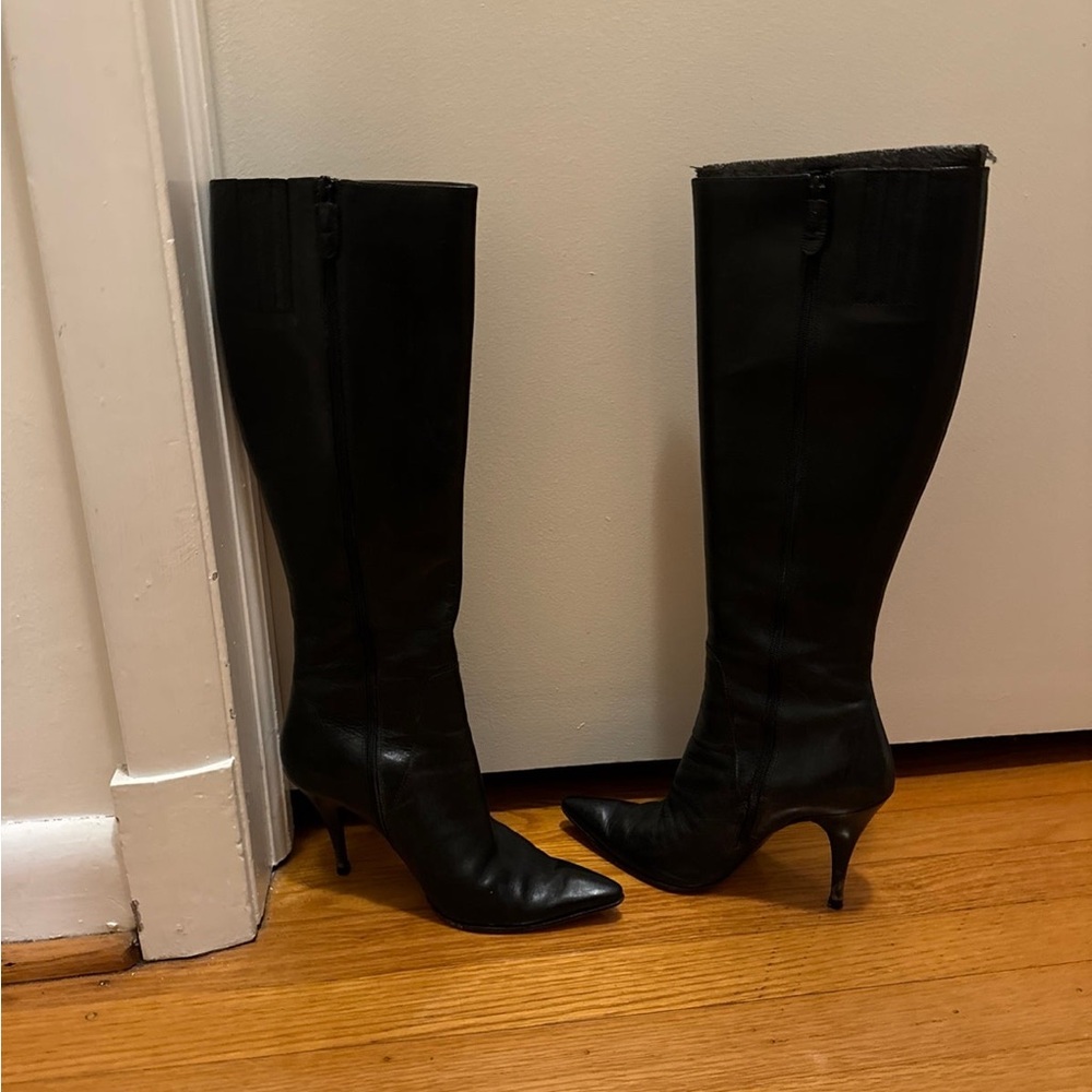 Via Spiga Tall Leather pointed Boots Black